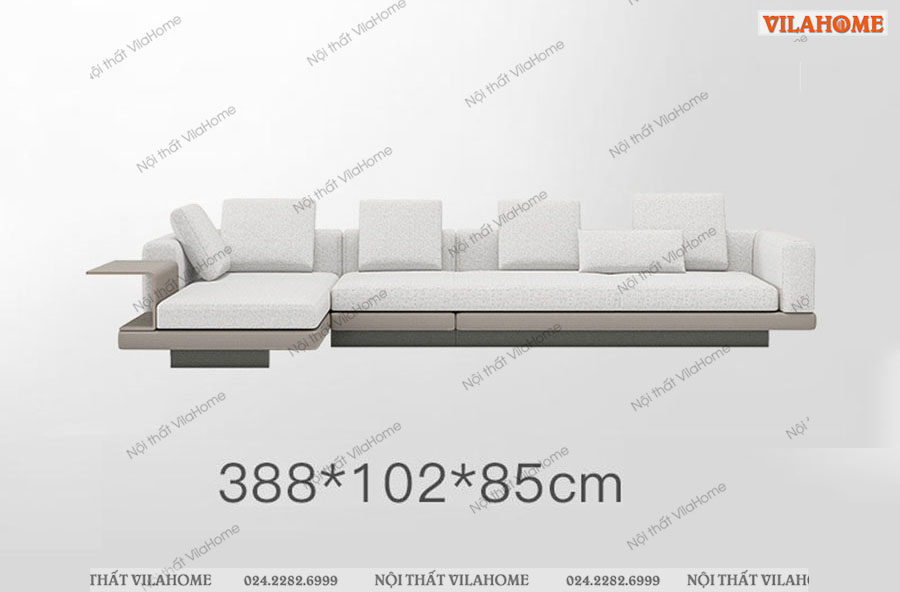Sofa vải góc hiện đại có kệ để đồ 3m9
