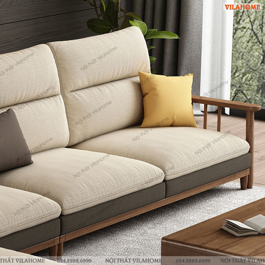 Sofa vải góc có đệm mút dày dặn