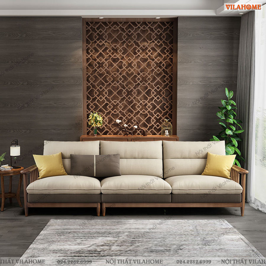 Sofa vải văng khung gỗ