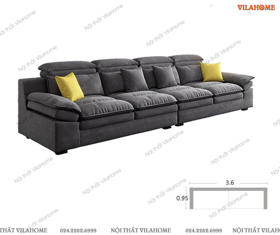 Sofa vải văng 3m6 có tựa lưng cao