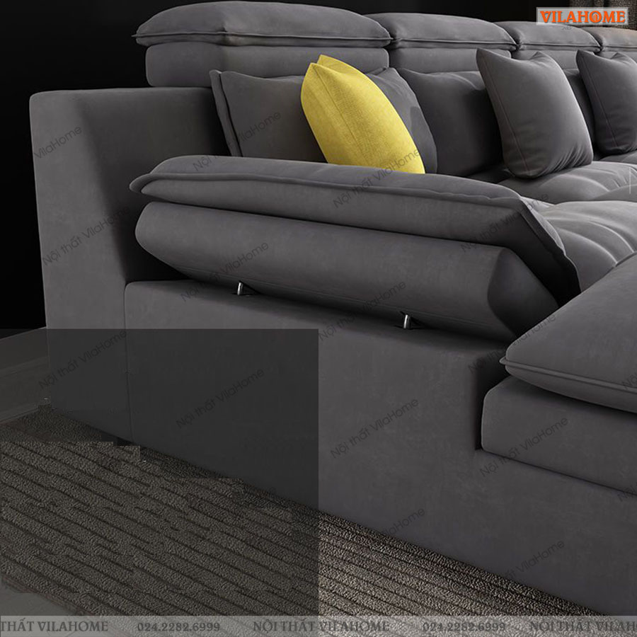 Sofa vải góc có phần để tay nghiêng