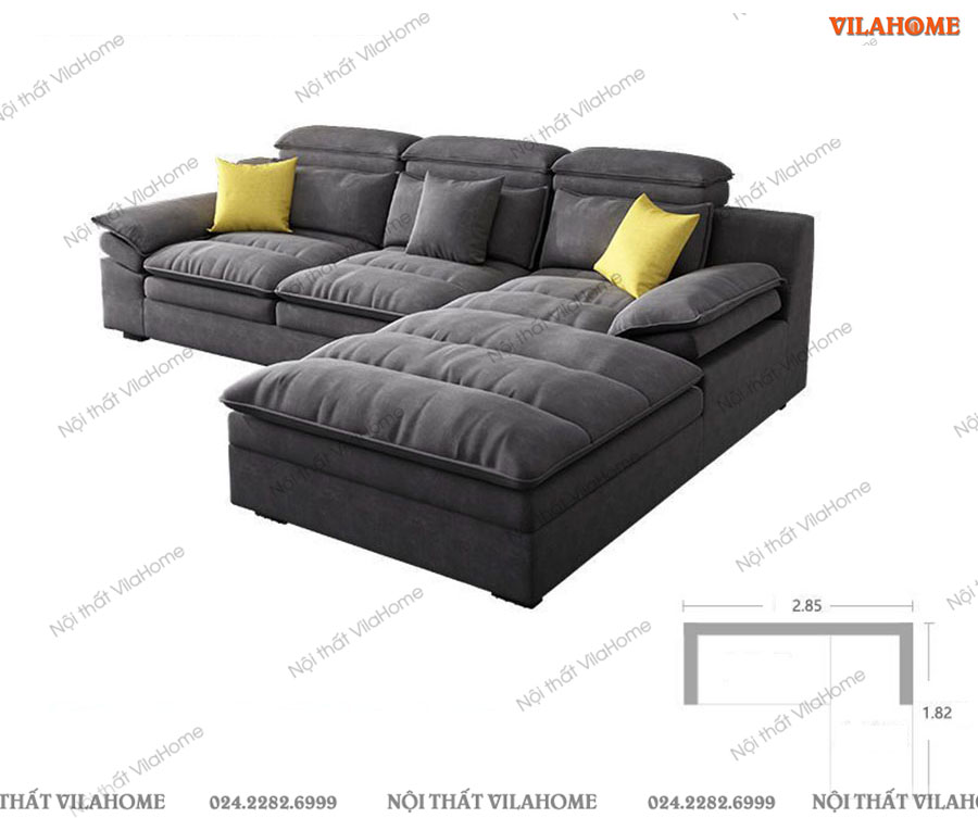 Sofa vải góc màu xám 2m85