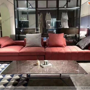 Sofa vải góc màu đỏ hiện đại
