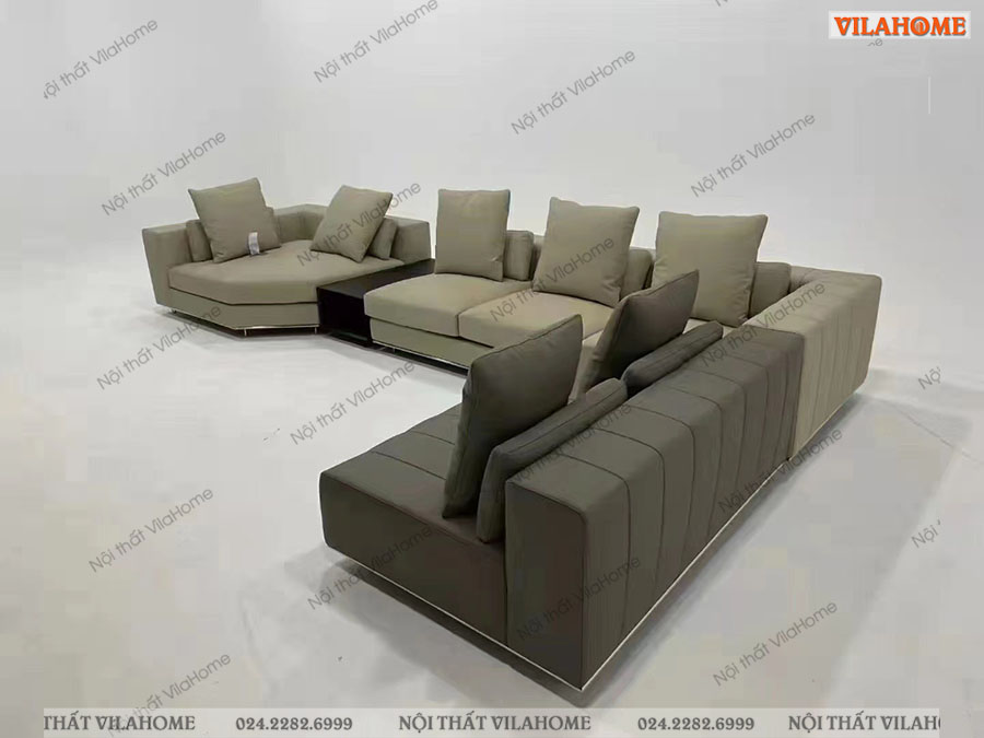 Bộ ghế sofa vải góc màu xám có kích thước lớn