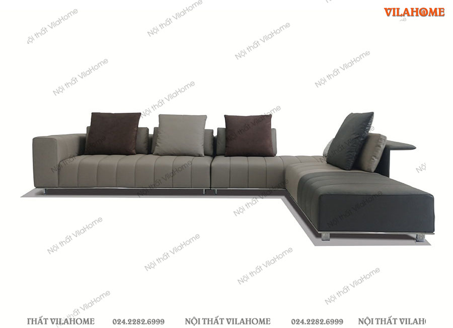 Ghế sofa vải góc hiện đại màu nâu