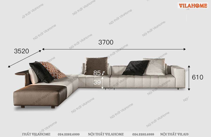 Kích thước sofa vải góc cao cấp màu trắng