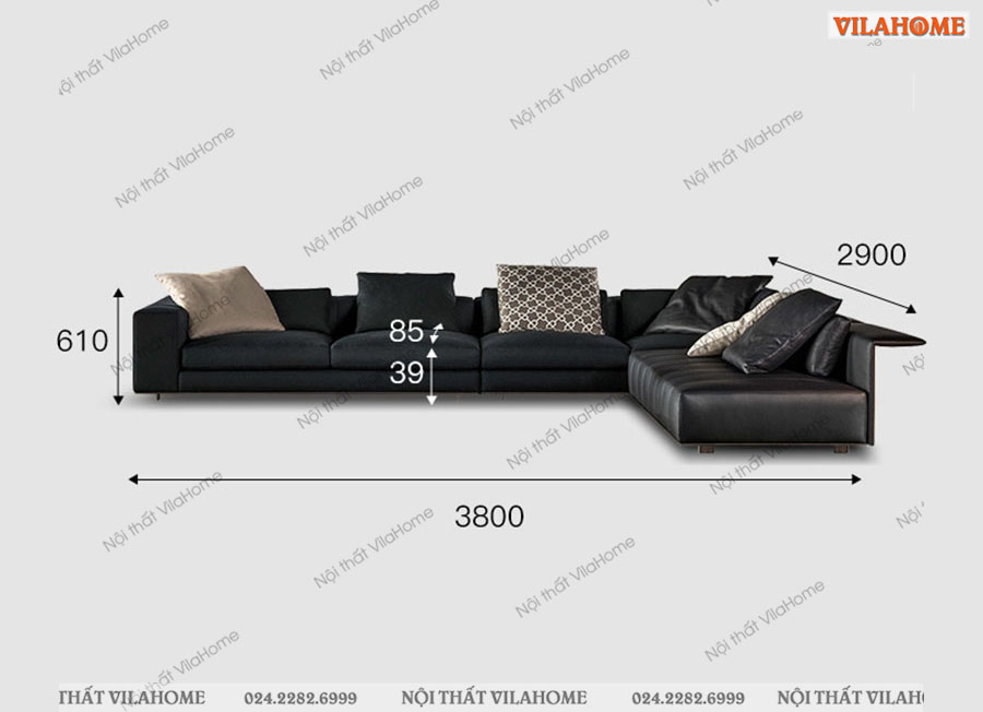 Sofa vải góc màu đen cao cấp