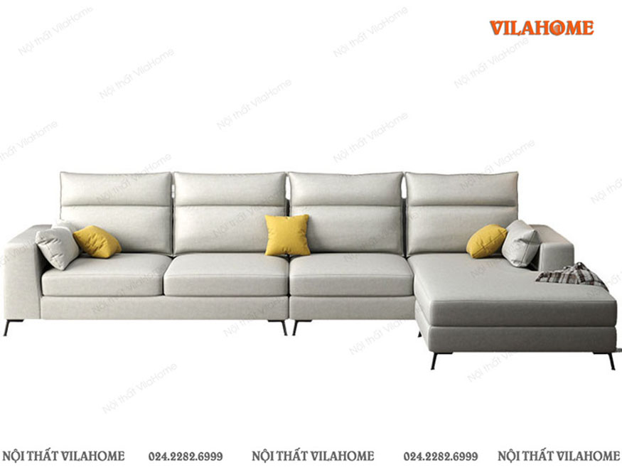 Chi tiết bộ sofa góc chữ L màu trắng ghi