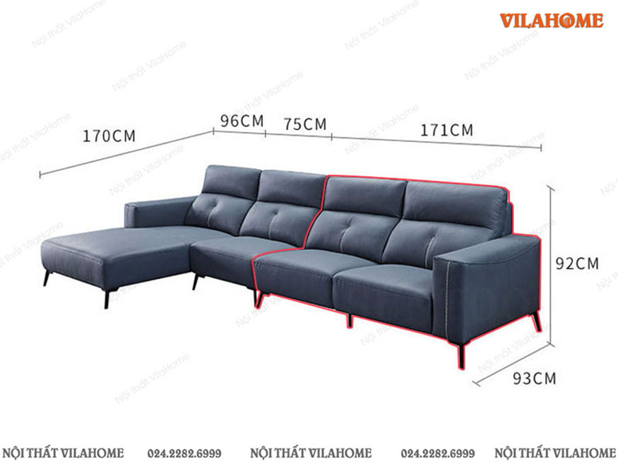Bản thiết kế sofa chữ L màu xanh dương 