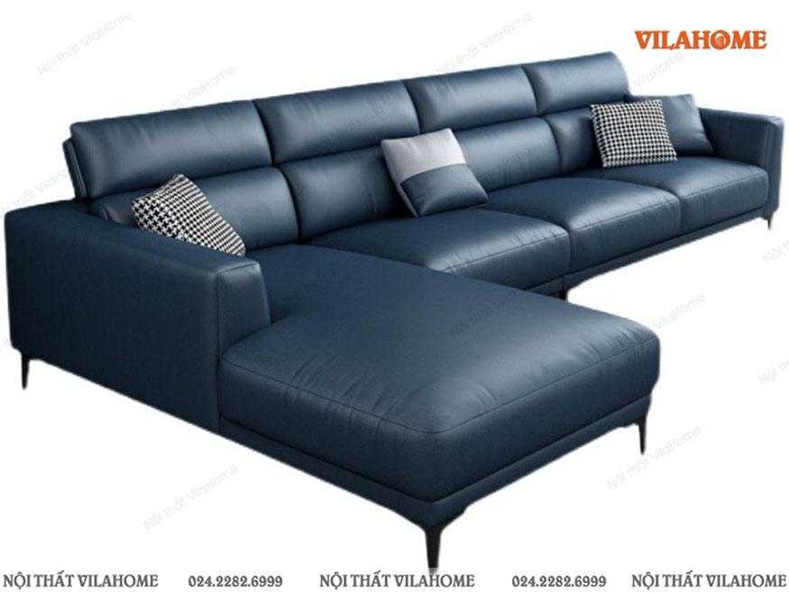 Sofa góc chữ L màu xanh sẫm đệm dày 