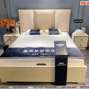 Giường ngủ nhập khẩu bọc nệm đẹp Vn-0115