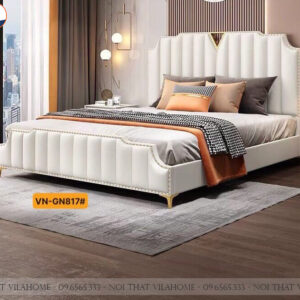 Giường ngủ da màu trắng hiện đại VN-GN817