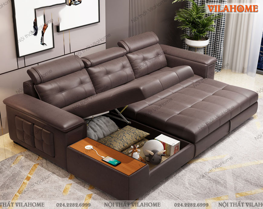 Ghế giường sofa màu nâu