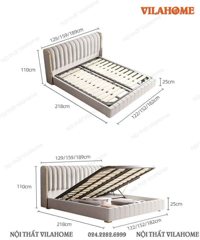 100+ Mẫu Giường Bọc Nỉ Đẹp, Giường Ngủ Bọc Nỉ Hiện Đại, Sang Trọng Giường bọc nỉ có ngăn kéo
